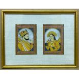 PAIR OF TWO MINIATURE PAINTING ON STONE IN INDIAN MUGHAL STYLE