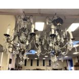 TWO METAL & GLASS CHANDELIERS