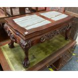 MARBLE TOP HARDWOOD CHINESE TABLE
