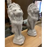 PAIR OF GROWLING LIONS