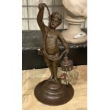 EARLY BRONZE CHERUB TABLE LAMP - 33 CMS (H) APPROX