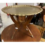 1960'S BRASS TRAY TOP COFFEE TABLE ON TEAK BASE