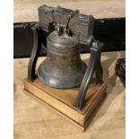 BRONZE COPY OF THE LIBERTY BELL ON STAND - 19.5 CMS (H) APPROX