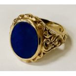 LAPIS LAZULI 14CT RING SIZE O - 10.9 GRAMS APPROX