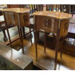 PAIR OF INLAID KIDNEY SHAPED TABLES