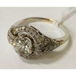 PLATINUM & DIAMOND RING - APPROX 1.40 POINTS - SIZE N - 5.2 GRAMS APPROX