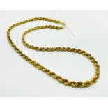 9CT GOLD ROPE CHAIN - APPROX 8 GRAMS