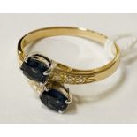 18CT GOLD SAPPHIRE & DIAMOND RING - APPROX 3.22 GRAM - SIZE P