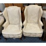 PAIR OF FLORAL WING CHAIRS