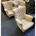 PAIR OF BUTTON BACK ARMCHAIRS