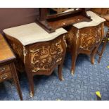 PAIR OF MARBLE TOP INLAID COMMODES