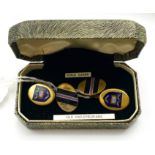 ENAMEL CRESTED CUFFLINKS - GILDED SILVER