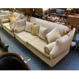 2 MATCHING KNOLL SOFAS WITH CUSHIONS LARGE CHECK MATERIAL - TABLE FOOTSTOOL