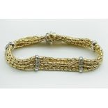 14CT GOLD & DIAMONDS BRACELET APPROX. 21GRAMS