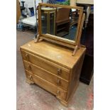 OAK CHEST AND MIRROR