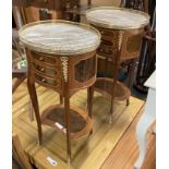 PAIR OF OVAL MARBLE TOP GALLERY TABLES