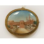 22CT GOLD FRAMED MINIATURE C1850 HAND PAINTED FROM POPEII - APPROX 18.5 GRAMS - NO GLASS