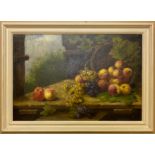 OIL ON CANVAS STILL LIFE OF FRUIT BY HANS TIEL