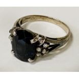 SAPPHIRE & DIAMOND RING SIZE M - 3.7 GRAMS APPROX