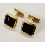 PAIR OF 18CT GOLD ONYX CUFFLINKS BY CARTIER - STAMPED & HALLMARKED - 17.8 GRAMS APPROX