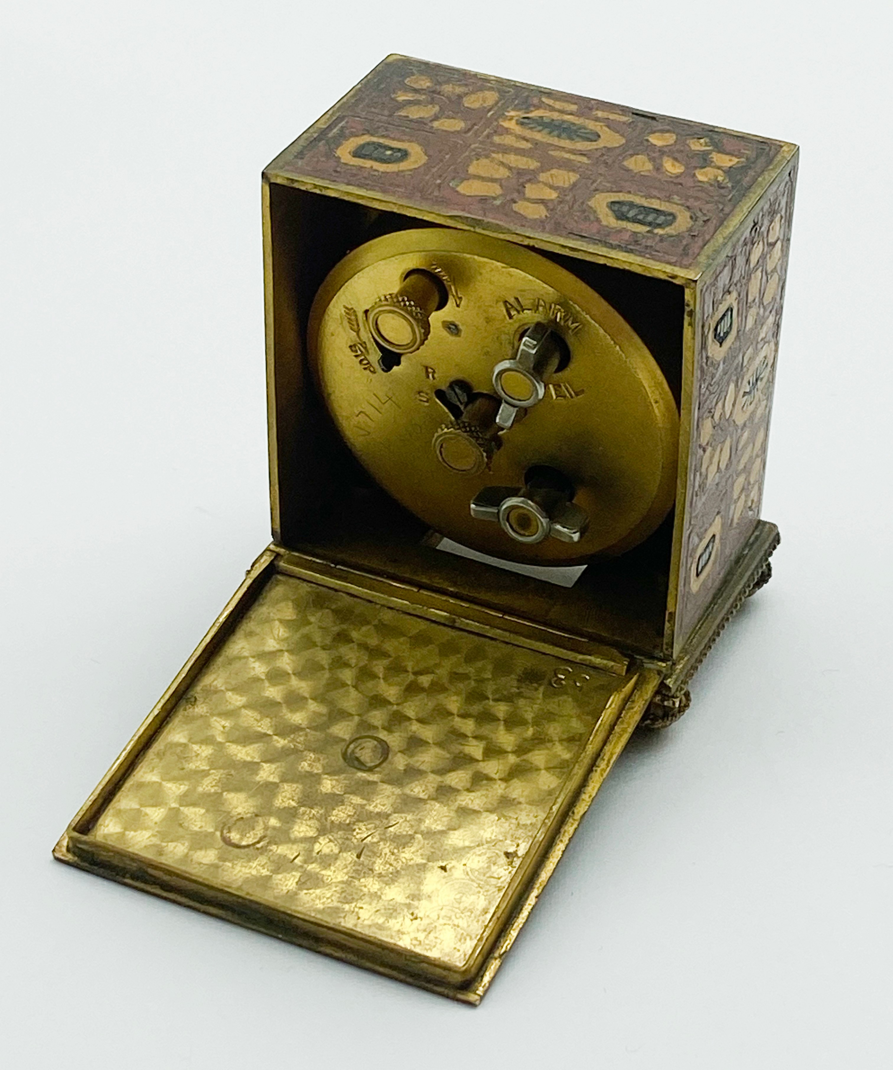 MINIATURE ARTS & CRAFT TRAVEL ENAMELLED CLOCK BY ROBERT & WILLIAM SORLEY GLASGOW A/F - Image 7 of 9