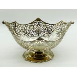 HALLMARKED SILVER FRUIT BOWL WITH ORNATE FRETWORK