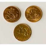 THREE FULL SOVEREIGN GOLD COINS - VARIOUS YEARS1963, 1973 & 2010