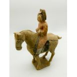 PAINTED POTTERY FIGURE OF HORSEMAN - TANG DYNASTY