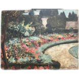 Claudius Denis (1878-1947). Oil on panel. “A Garden Scene”. Signed.