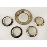 TWO SETS OF 4 SILVER & GLASS COASTERS