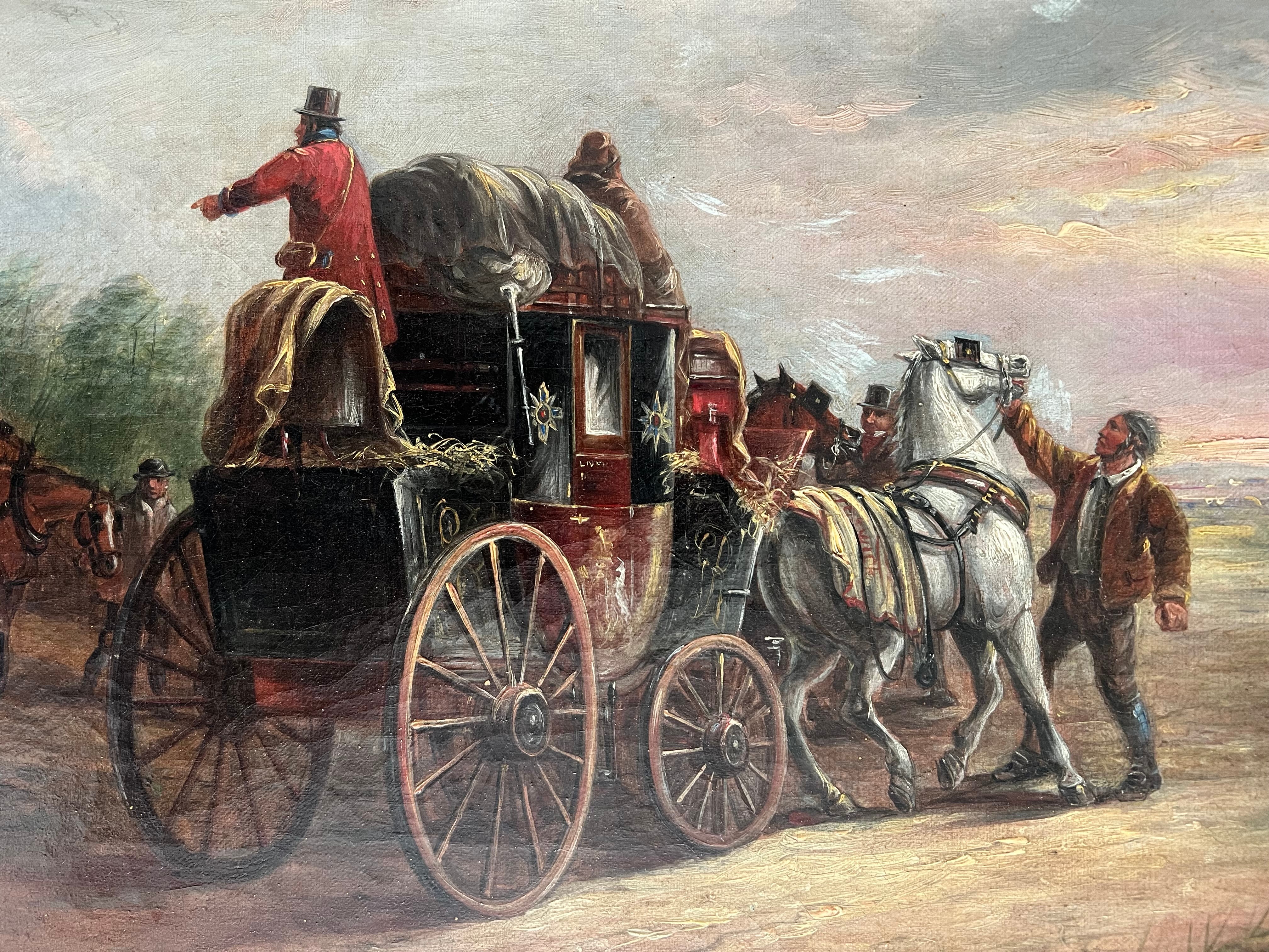 John Charles Maggs (1819-1896). Oil on canvas. “Liverpool Mail Coach and Horses”. Signed. - Image 3 of 9