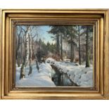Harald Pryn (1891-1968). Oil on canvas. “A Winter Landscape”. Signed.