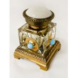 BRASS & GLASS INKWELL A/F - 13 CMS (H) APPROX