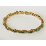 14CT GOLD DIAMOND & EMERALD BRACELET