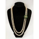 GOLD JADE & SEED PEARL CLASPED NECKLACE