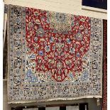 EXTREMELY FINE CENTRAL PERSIAN PART SILK NAIN RUG 205CMS X 122CMS