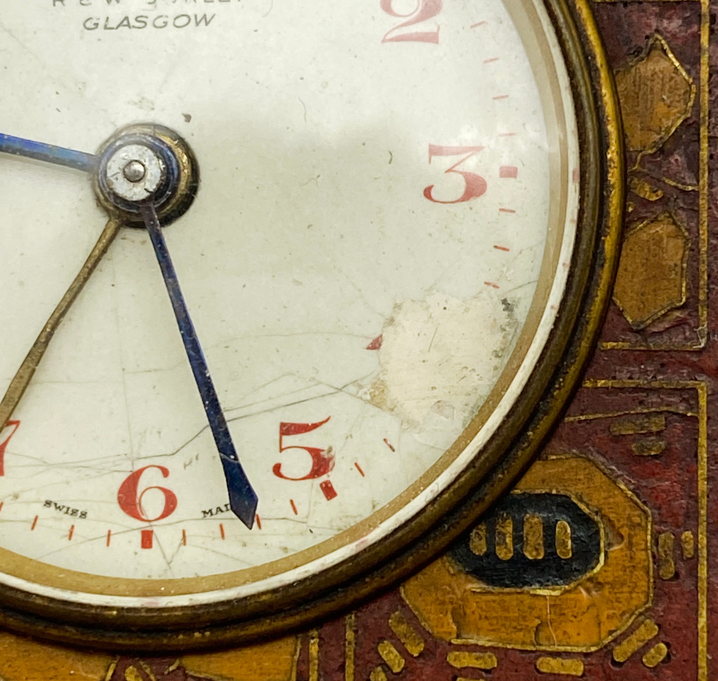 MINIATURE ARTS & CRAFT TRAVEL ENAMELLED CLOCK BY ROBERT & WILLIAM SORLEY GLASGOW A/F - Image 6 of 9