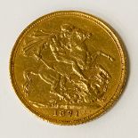 VICTORIAN 1871 FULL SOVEREIGN GOLD COIN