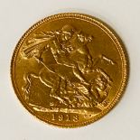 1913 FULL SOVEREIGN GOLD COIN