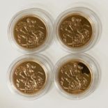 FOUR 2017 FULL SOVEREIGNS GOLD COINS IN MINT CONDITION