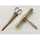 HM SILVER CORKSCREW WITH SILVER PLATED NAIL SCISSORS IN SHEAF