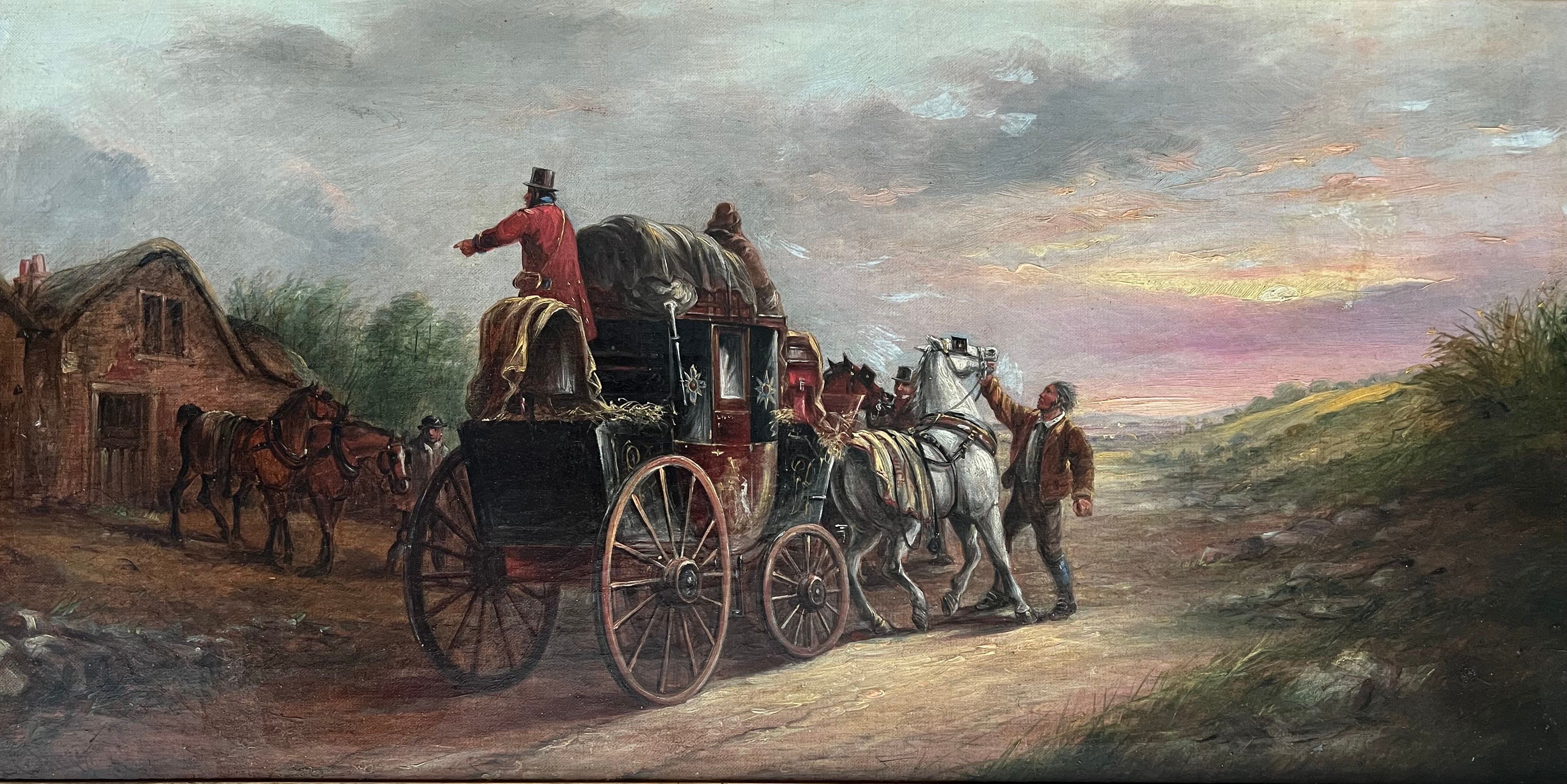John Charles Maggs (1819-1896). Oil on canvas. “Liverpool Mail Coach and Horses”. Signed. - Image 2 of 9