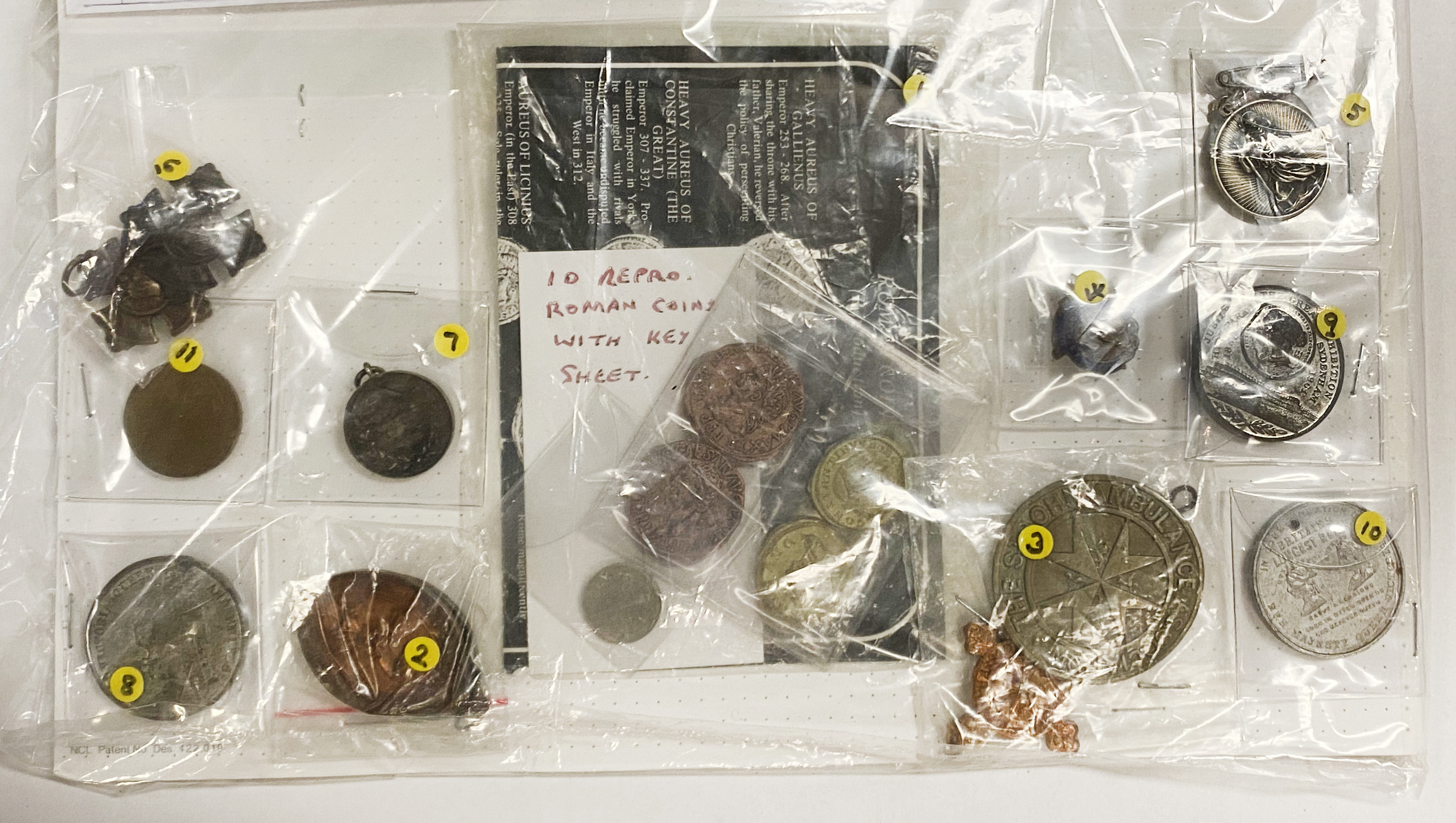 TRAY OF MILITARY COINS, MEDALS & BADGES INCL. LUFTWAFFE BOMB AIMERS BADGE - Image 3 of 3