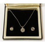 DIAMOND PENDANT (APPROX 3CT) AND A CHAIN & PAIR OF GOLD & SINGLE DIAMOND EARRINGS