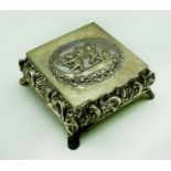 HALLMARKED SILVER CASKET WITH CHERUBS ON THE TOP