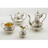 MID-VICTORIAN FOUR-PIECE HALLMARKED SILVER TEA SET