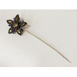 SILVER & ROSE CUT DIAMOND WITH GOLD & ENAMEL PIN BROOCH