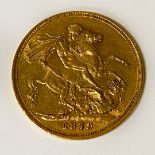 VICTORIAN 1879 FULL SOVEREIGN GOLD COIN