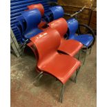 14 PERSPEX STACKING CHAIRS - RED & BLUE