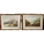 PAIR OF WATERCOLOURS - LAKE SCENE